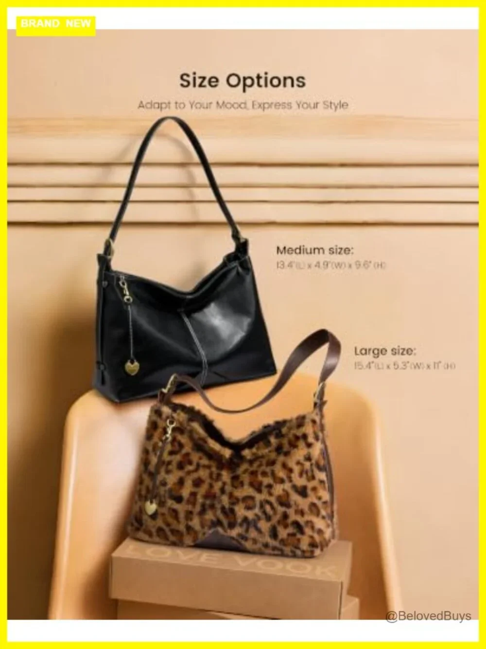 Women's Faux Leather Hobo Bag with Heart Charm